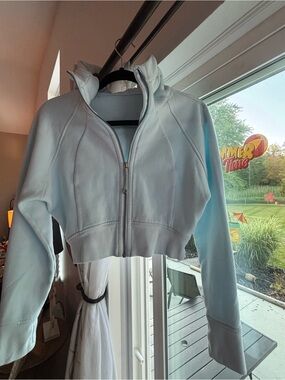 lululemon athletica Light Blue Cropped Zip-Up Bomber Jacket
